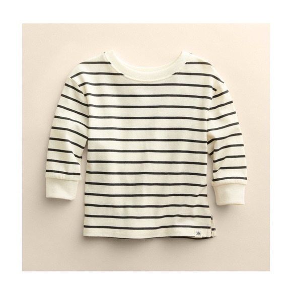 Little Co. by Lauren Conrad Organic Relaxed Skater Tee Black White Stripe 6M - Picture 1 of 6